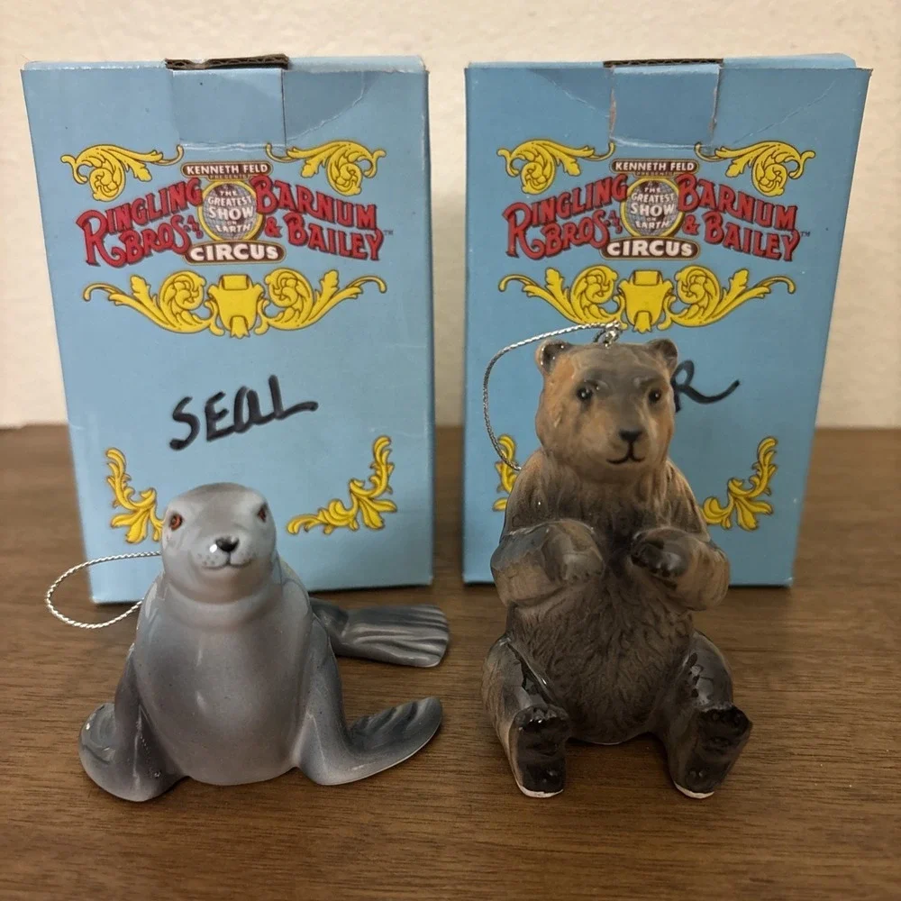 Ringling Brothers Barnum Bailey Circus‎ Ornaments NIB Seal & Bear 1988